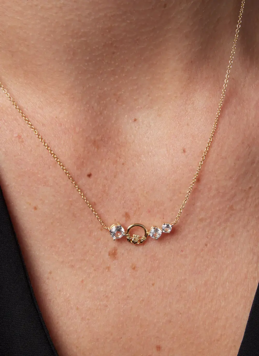 14K Gold Vermeil Claddagh Curve Necklace